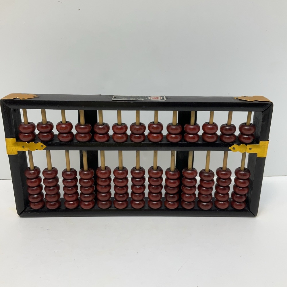 Vintage Chinese Wooden Abacus Lotus Flower‎ Brand 13 Rods  91 Beads